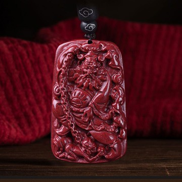 原礦天然朱砂鐘馗吊墜男女款紫金砂情侶隨身項鏈掛件扣復古轉運珠