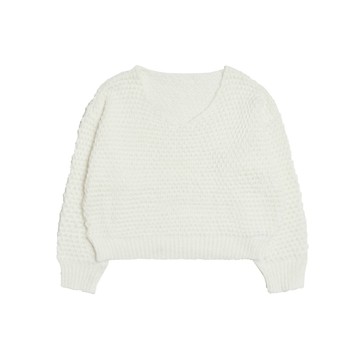 【ERSS】女裝 針織 針織上衣 針織衫 V領 線衫 白色【K80030】