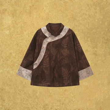 【晚風】新中式復古/桑蠶絲紅云紗暗八仙重工刺繡全開襟上衣