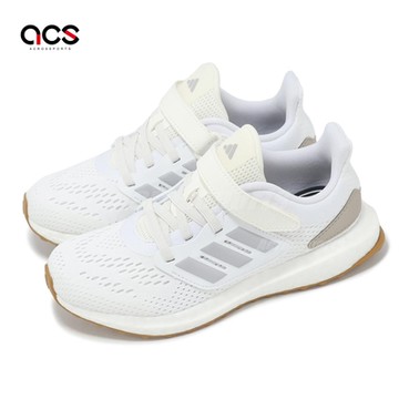 adidas 童鞋 Pureboost C 中童 白 灰 緩震 膠底 魔鬼氈 運動鞋 愛迪達 JI2049