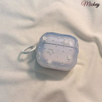 韓系簡約暈染藍白波點星星AirPods 4保護套新款Pro3蘋果耳機殼2代