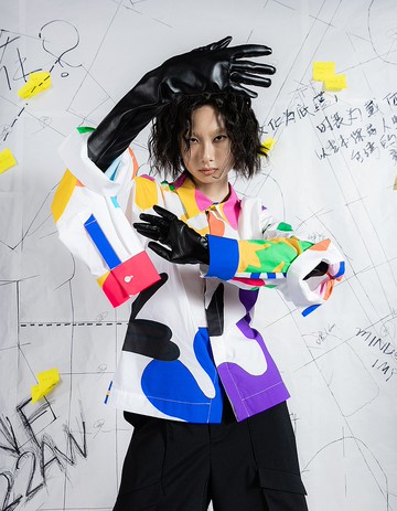 INF 22AW跨界聯名白印花雙袖解構短版襯