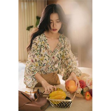 氣質女裝2025年新款夏季時尚法式高級感洋氣寬松雪紡碎花襯衫上衣