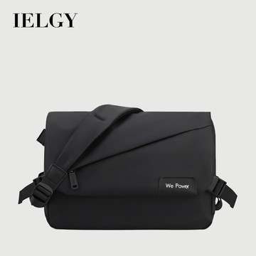 IELGY 新款男士簡約斜背包時尚大容量防潑水單肩郵差包商務公文包