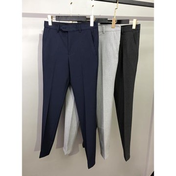 藏青色修身小腳西褲男商務正裝休閑褲黑灰色時尚垂直墜感免燙長褲