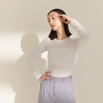 QUEENSHOP_ S  基本圓領素面合身上衣-白    現+預【01097258】