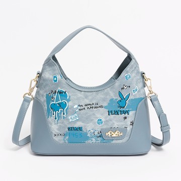 PLAYBOY - 手提包附長背帶  Graffiti系列 - 藍色