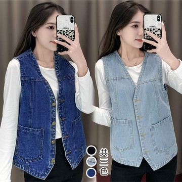 【韓國K.W.】KN2644牛仔人氣搭配丹寧百搭背心(新品/小香風/丹寧/背心/雜誌款)