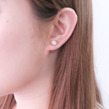 極簡圓形 6mm 單鑽耳環 爪鑲設計 925純銀耳環 必備款 女生耳環