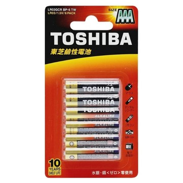 TOSHIBA 東芝 台灣公司貨 鹼性電池 4號  6顆  1組