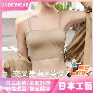 🚀虧本到貨🚀日本🇯🇵 抹胸內衣女隱形防走光背心一體裹胸薄款性感細肩吊帶交叉美背文胸