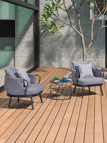 紫葉陽臺沙發茶幾組合休閑桌椅三件套簡約客廳單人小戶型布藝椅子