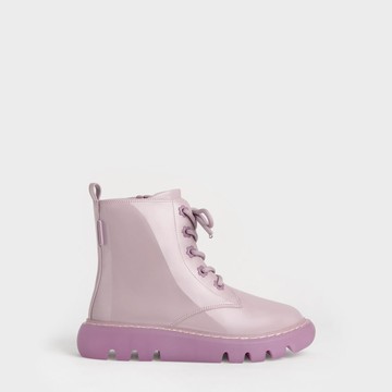 兒童漆皮厚底短靴