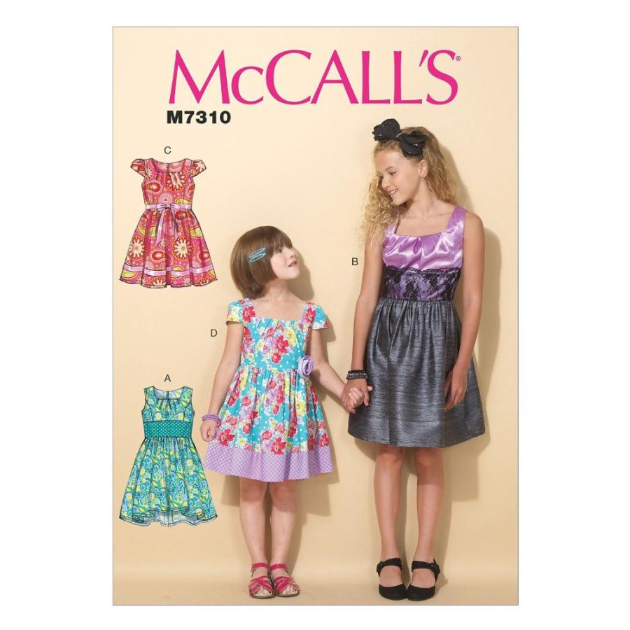 McCall's Patterns M7310 Children's Girls' Pleated, Square-Neckline Dresses,