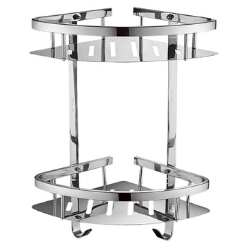 新錸家居 304不鏽鋼雙層三角置物架 打洞 帶勾A款  31 x 18 x 41.2cm  1個  不鏽鋼色