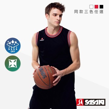 SASAKI 吸濕排汗圓領籃球背心 男 三色任選
