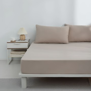 GOODin 竹棉防水床包2件組 70%竹纖維+30%棉 TPU防水膜 可低溫烘乾 通用床高38cm  90 x 186cm  棕色