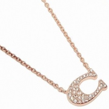 COACH 水鑽C LOGO3段式項鍊(玫瑰金)