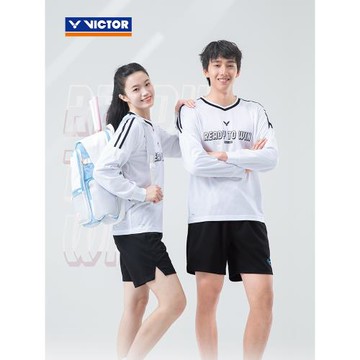 VICTOR/威克多官方復古網眼抗菌透氣羽毛球針織運動長袖 T-55102