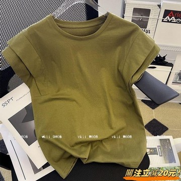 【微胖星人專屬】胖mm大尺碼短袖女 新款T恤設計感小眾女裝ins風鹽系寬鬆版夏裝潮大尺碼女裝 VK3