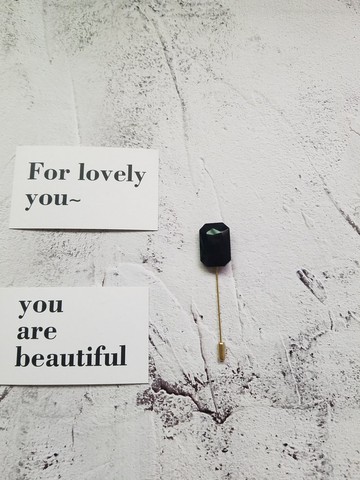 黑色玻璃水晶鑽多面切割胸針胸花一字針插針