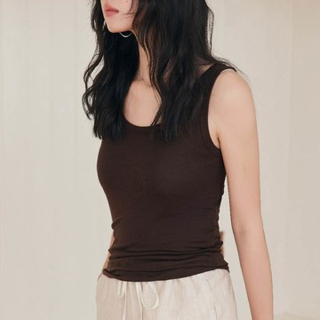 KPUWARM - 天絲羊毛百搭U領背心-焦糖咖