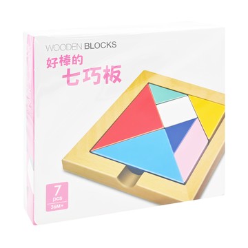 上人文化 好棒的七巧板 原木積木 36個月以上適用 7個圖形原木  多色  1盒