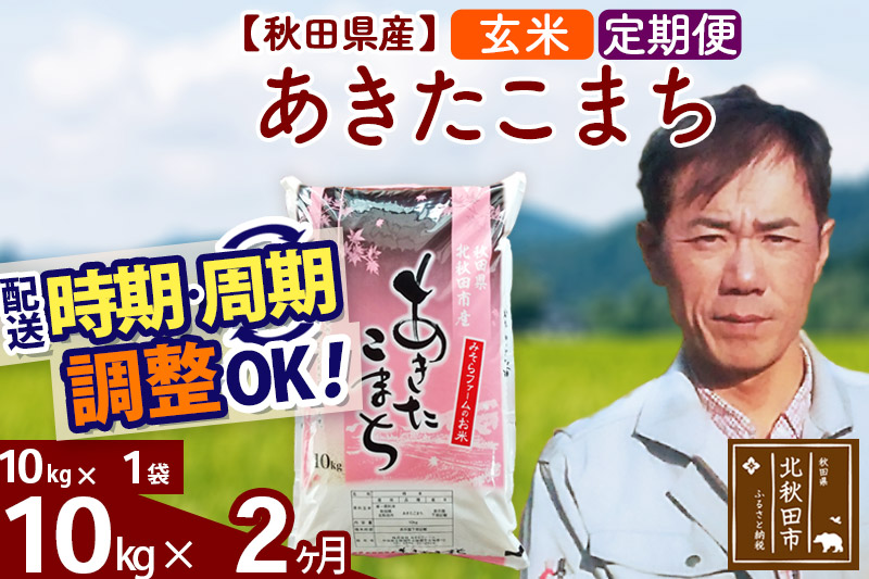 《定期便2ヶ月》＜新米＞秋田県産 あきたこまち 10kg(10kg袋) 令和5年産 お届け時期選べる 隔月お届けOK お米 みそらファーム 発送時期が選べる|msrf-20602