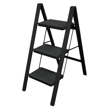 ONE HOUSE 穩固家用登高折疊梯 OH-K606-A1 典雅黑  1個  三階(41.5 x 66 x 84cm)