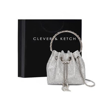 Clever&Ketch包包女2025新款鉆石包鑲鉆水鉆包水桶包手提斜挎包