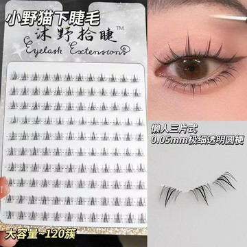 臺灣出貨野貓漫畫膠水芭比睫毛單簇分段懶人自然火苗模擬假睫毛眼睫毛