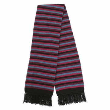 紐西蘭貂毛羊毛圍巾*超輕暖*多彩條紋_寶石(桃紅綠紫莓黑)