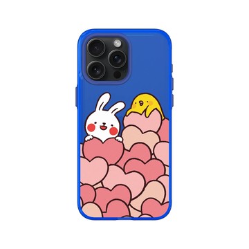 iPhone 15 Pro Max Clear 激光藍 - 懶散兔與啾先生 Lazy Rabbit and Mr.Chu - Hearts