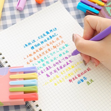 彩色全針管中性筆盒裝套組 (5入) 水性筆 手帳筆 記號筆 【BlueCat】【JC4311】