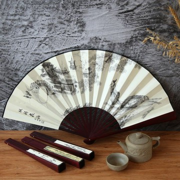 ⚡免運可開發票⚡工藝禮品扇子摺扇中國風古典絹布男扇古風10寸扇子古風漢服舞蹈扇限時