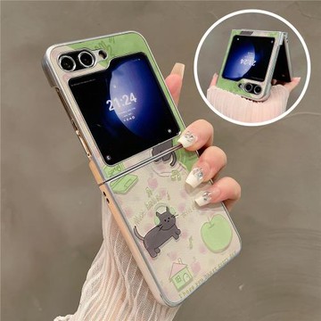 熱瓜適用于三星GalaxyZFlip7/6/5/4/3手機殼折疊屏保護套銀色粉色玫瑰小貓油邊新款創意高檔翻蓋簡視窗全包套