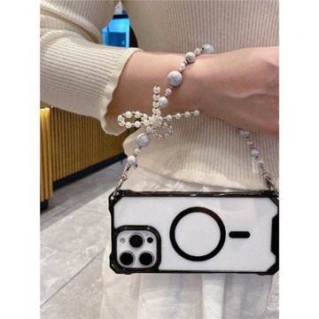 四角開孔磁吸充電適用三星s25ultra手機殼s25plus新款s24ultra高級感s24+全包防摔s23珍珠蝴蝶手機鏈25電話套