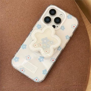 藍色小花朵磁吸適用三星s25ultra手機殼s23fe韓風s24+搖搖樂s22+s21+清新a36a56a55甜美a26a16a06防摔note20