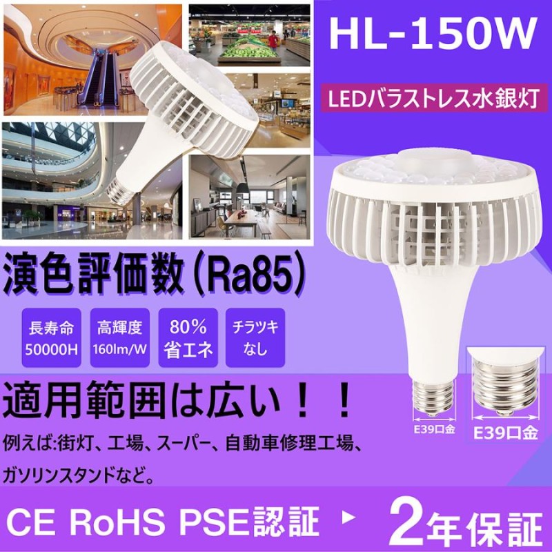 LEDバランストレス水銀灯 高天井灯 昼白色 超高輝度24000LM 150W E39