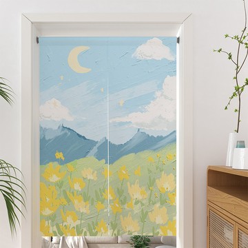 【三房兩廳】清新油畫風日式棉麻門簾 美好的一天 85x150cm
