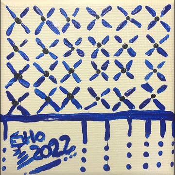 壓克力畫作 - 花磚