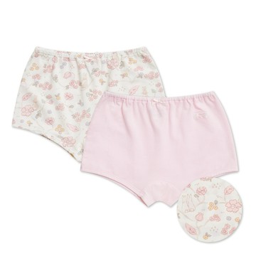 花徑小兔女童平口褲-2入 (鋅纖維布+銀離子抗菌內襠)