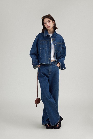 clean-fit 高密原牛仔夾克外套 背心牛仔褲套裝