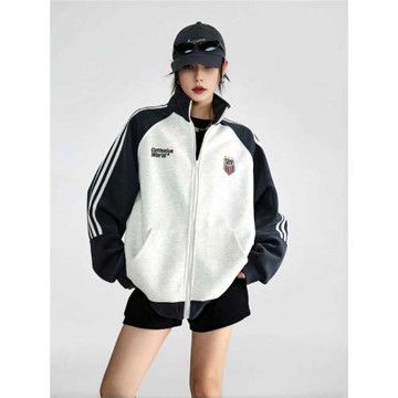 美式復古棒球服女薄款衛衣開衫2024春秋運動休閑初秋上衣夾克外套