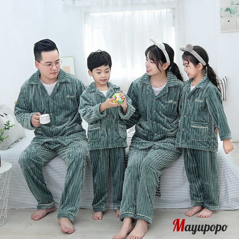 パジャマ 親子パジャマ ママと娘 パパと息子 親子お揃い 2点セット セットアップ 秋冬 もこもこ 無地 可愛い 寝巻 子供用 女性用 ナイトウェア 部屋着 通販 Lineポイント最大get Lineショッピング