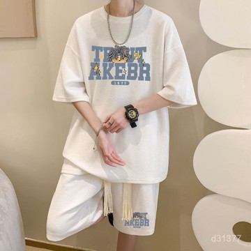 情侶套裝 男生套裝 潮流套裝 短袖套裝 直筒短褲 100kg套裝 五分褲男 韓版套裝 圓領上衣 運動套裝 男生上衣