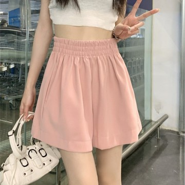 【🍒櫻桃大尺碼】大尺碼短褲 粉色休閑短褲女2026年夏季新款小個子寬松外穿闊腿熱褲高腰直筒褲