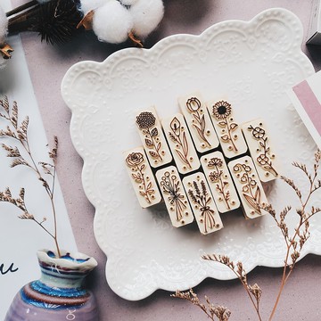 手工橡皮章－Q 花語小情書 花草應用章 1.5X4cm (10款)