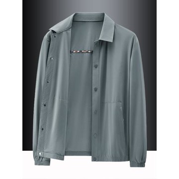 冰絲防曬衣男夏季外套速干透氣戶外襯衣防紫外線原紗翻領防曬襯衫