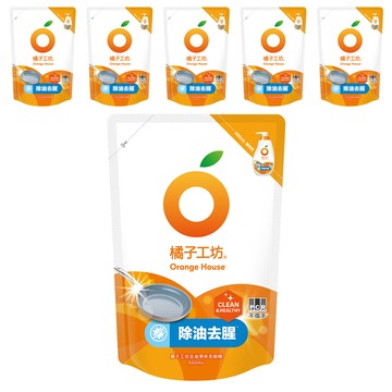 ORANGE HOUSE 橘子工坊 去油淨味 碗盤洗滌液 補充包  500ml  6包